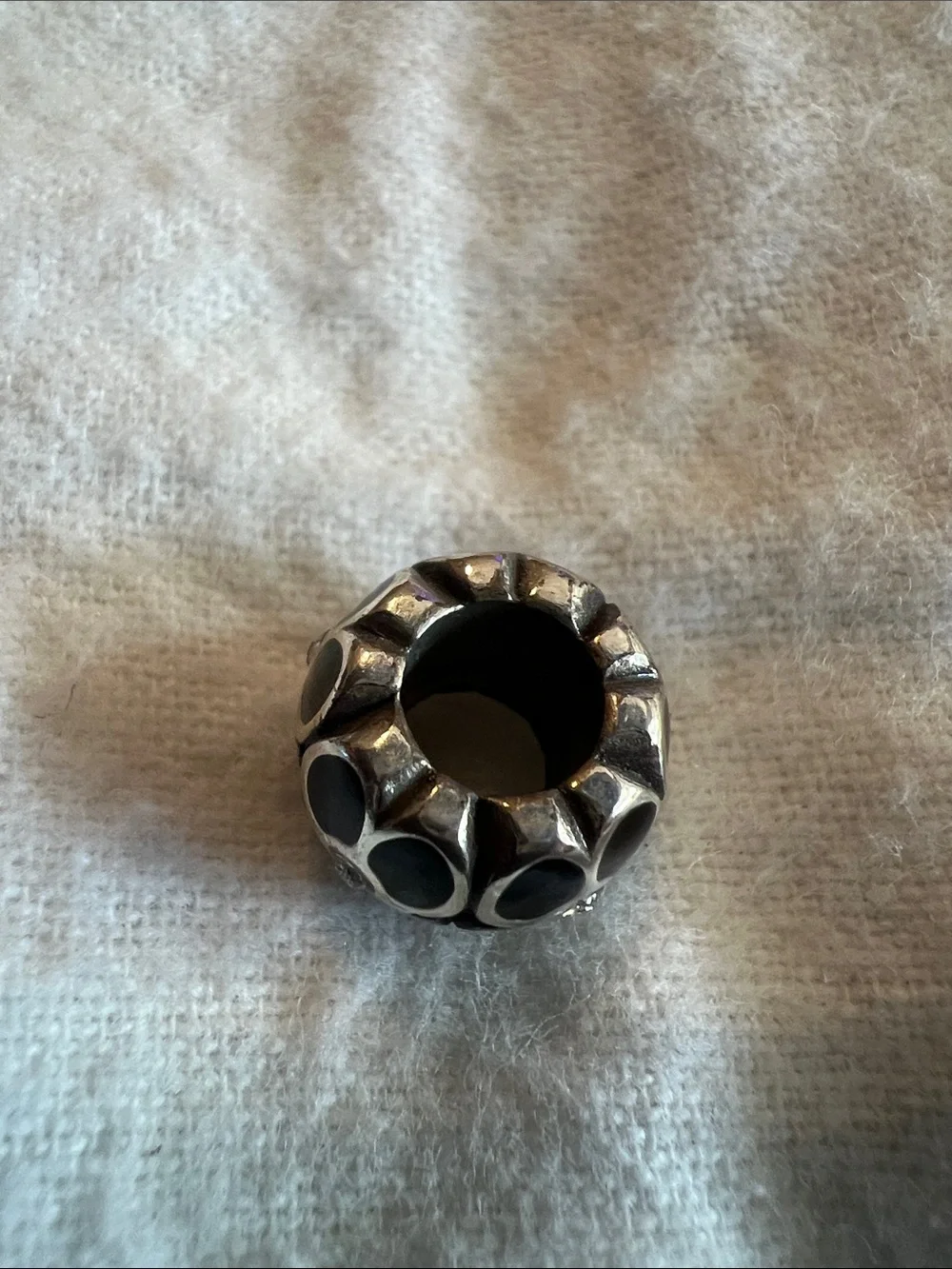Brighton Silver and Black Floral Bead Charm